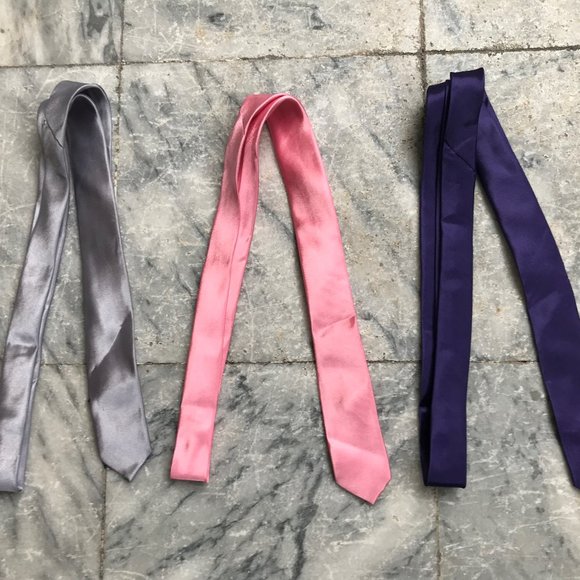 Tie Lot of 3 Ties Men Necktie Purple Gray Pink - Picture 6 of 8